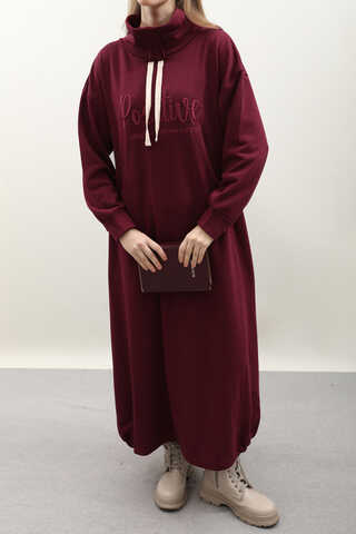 Nakışlı Spor Elbise Bordo - 1