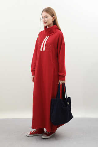 Nakışlı Spor Elbise Kırmızı - 1