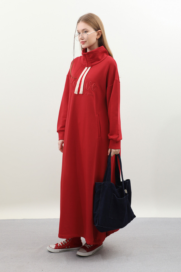 Nakışlı Spor Elbise Kırmızı - 1