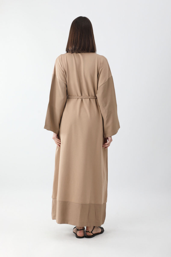 Nakışlı Sweat Elbise Camel - 7