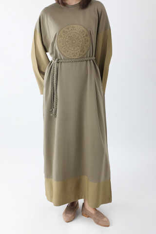 Nakışlı Sweat Elbise Haki - 6