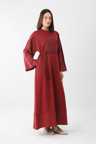 Nakışlı Sweat Elbise Kırmızı - 6