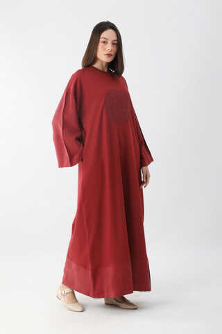 Nakışlı Sweat Elbise Kırmızı - 3