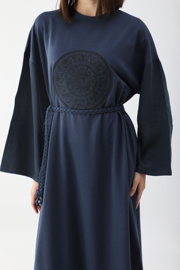 Nakışlı Sweat Elbise Lacivert - 7