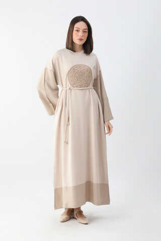 Nakışlı Sweat Elbise Taş - 5