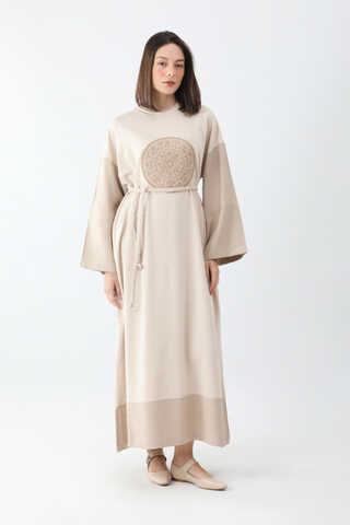 Nakışlı Sweat Elbise Taş - 7