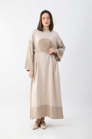 Nakışlı Sweat Elbise Taş - 4