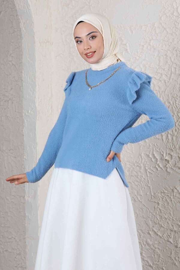 Necklace Short Sweater Baby Blue - 1