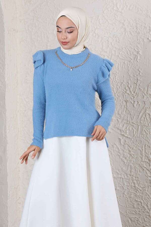 Necklace Short Sweater Baby Blue - 3