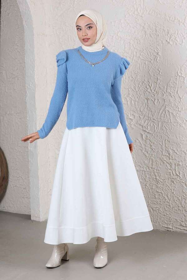 Necklace Short Sweater Baby Blue - 4