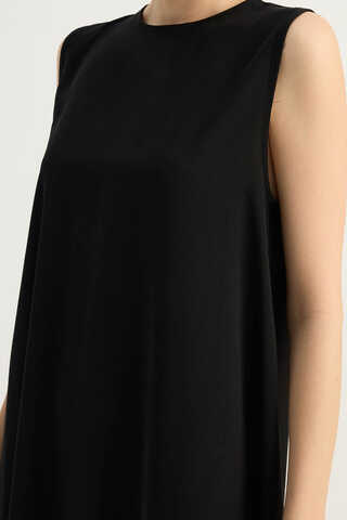 Nervür Detaylı Abaya Takım Siyah - 12