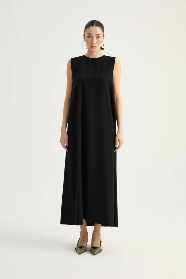 Nervür Detaylı Abaya Takım Siyah - 9