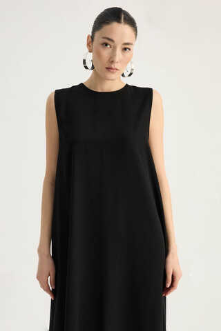 Nervür Detaylı Abaya Takım Siyah - 2