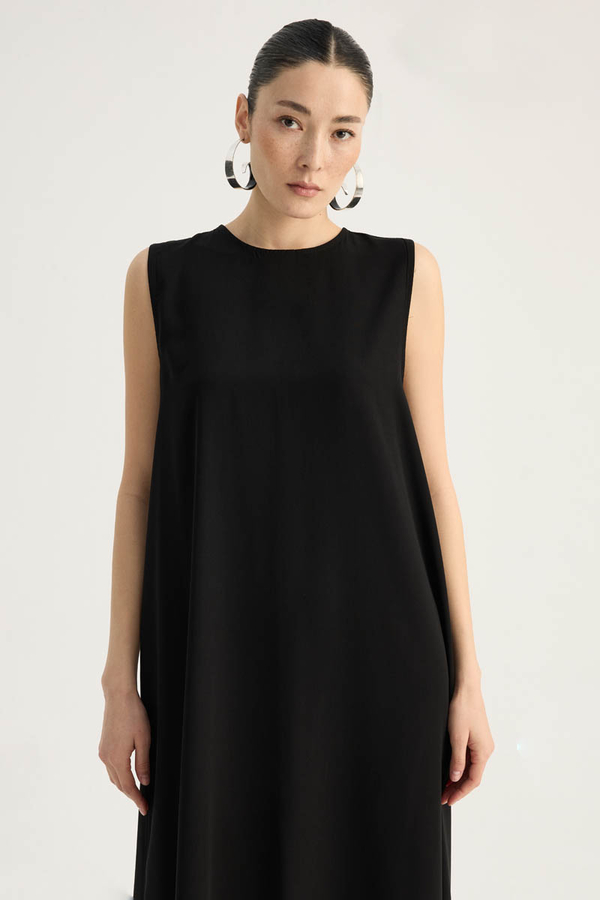 Nervür Detaylı Abaya Takım Siyah - 2