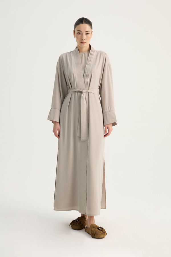 Nervür Detaylı Abaya Takım Taş - 1