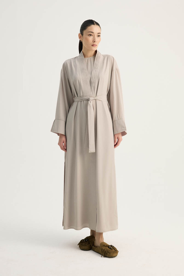 Nervür Detaylı Abaya Takım Taş - 3