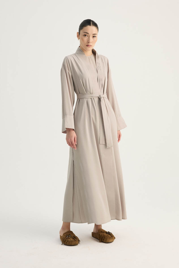 Nervür Detaylı Abaya Takım Taş - 5