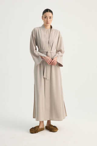 Nervür Detaylı Abaya Takım Taş - 7