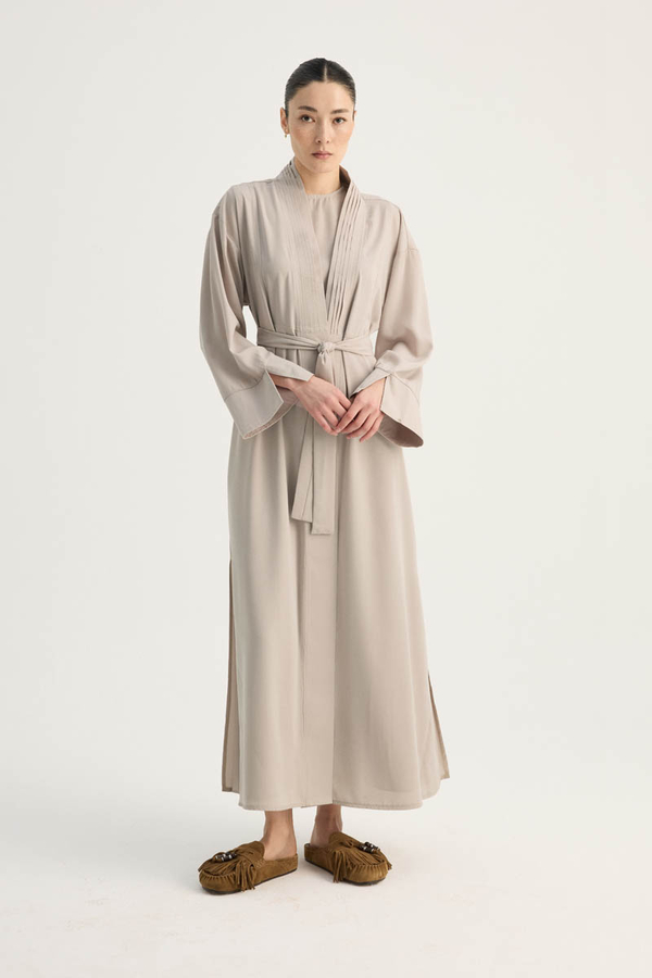 Nervür Detaylı Abaya Takım Taş - 7