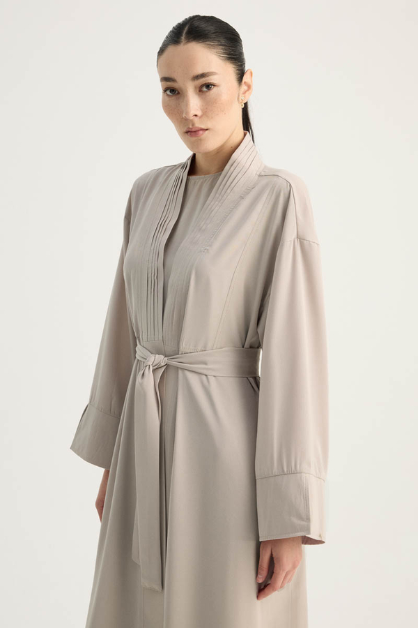 Nervür Detaylı Abaya Takım Taş - 2