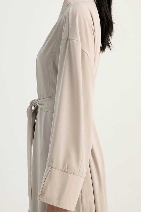 Nervür Detaylı Abaya Takım Taş - 4