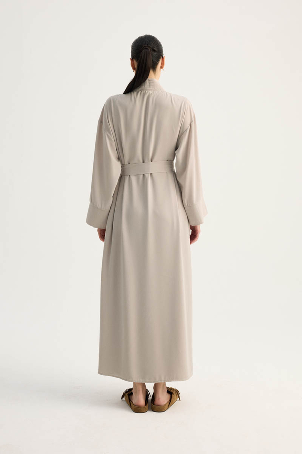 Nervür Detaylı Abaya Takım Taş - 15