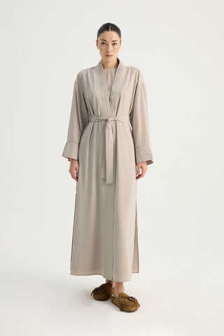 Nervür Detaylı Abaya Takım Taş - 1