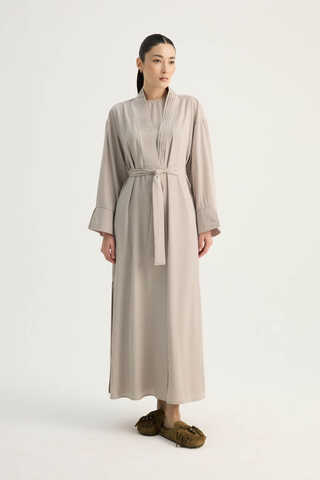 Nervür Detaylı Abaya Takım Taş - 3