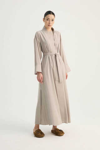 Nervür Detaylı Abaya Takım Taş - 5