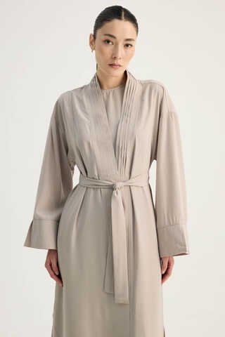 Nervür Detaylı Abaya Takım Taş - 8