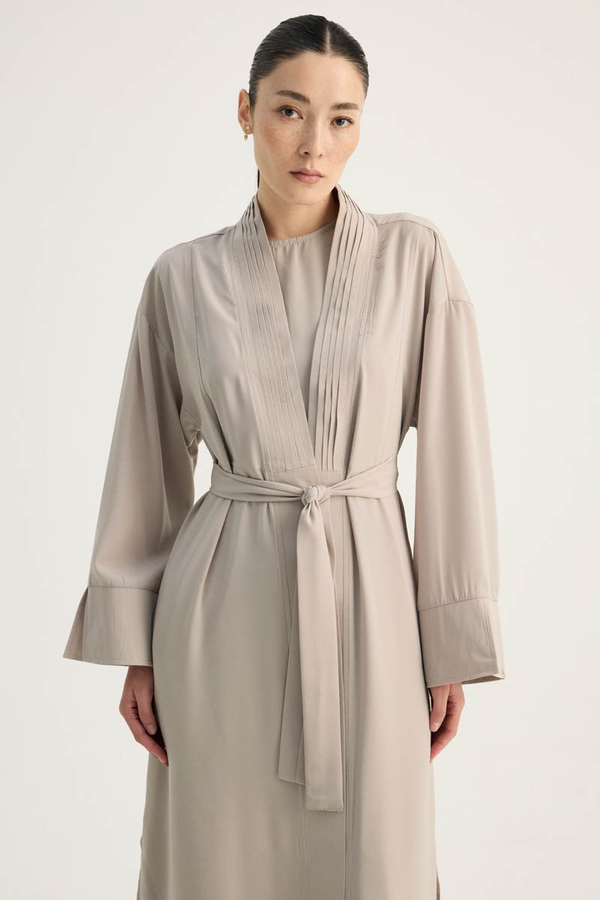 Nervür Detaylı Abaya Takım Taş - 8