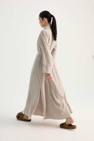 Nervür Detaylı Abaya Takım Taş - 9