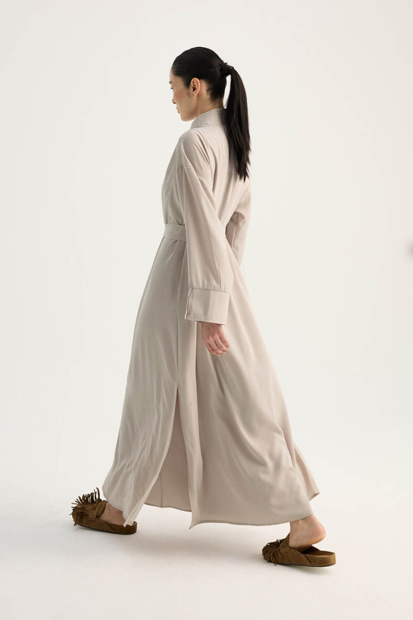 Nervür Detaylı Abaya Takım Taş - 9