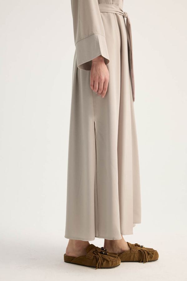 Nervür Detaylı Abaya Takım Taş - 11