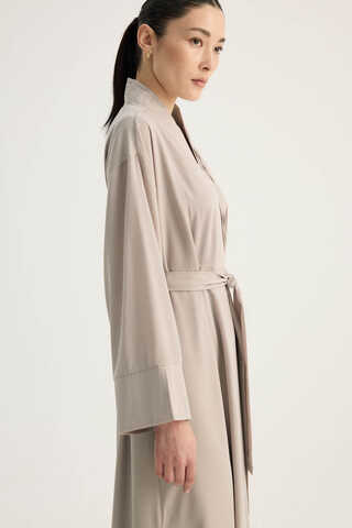 Nervür Detaylı Abaya Takım Taş - 12