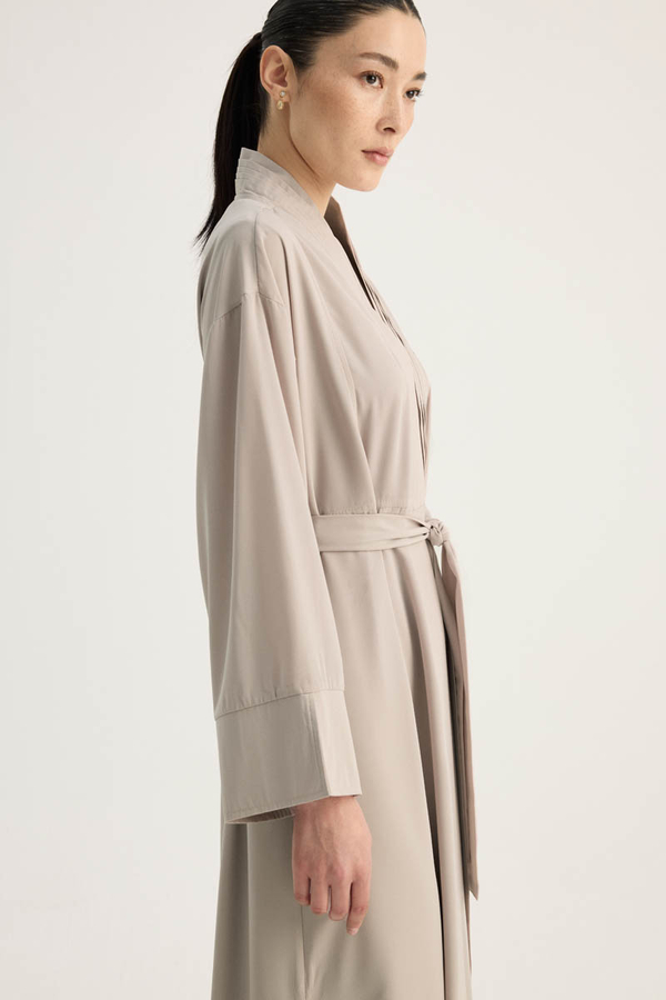 Nervür Detaylı Abaya Takım Taş - 12