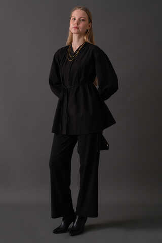 Nervür Detaylı Pamuk Gömlek Siyah - 10