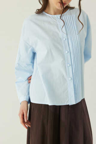 Nervürlü Düşük Kol Gömlek Bebe Mavisi - 2