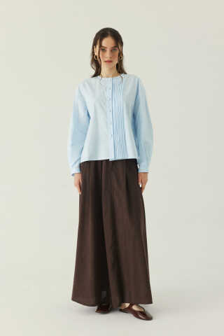 Nervürlü Düşük Kol Gömlek Bebe Mavisi - 4