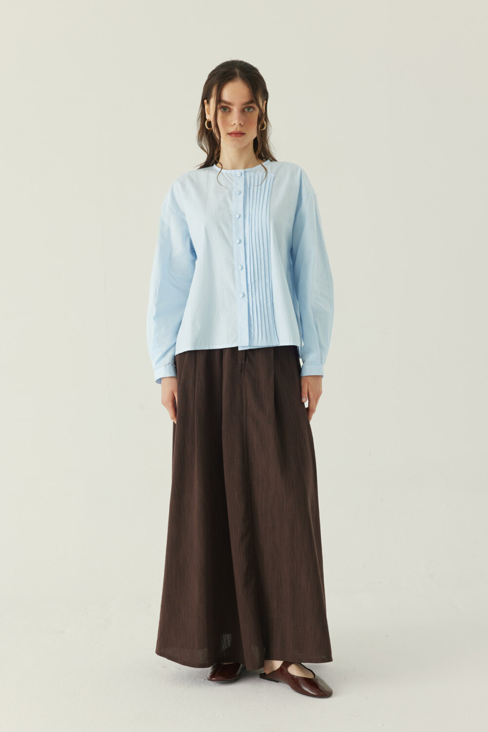 Nervürlü Düşük Kol Gömlek Bebe Mavisi - 4