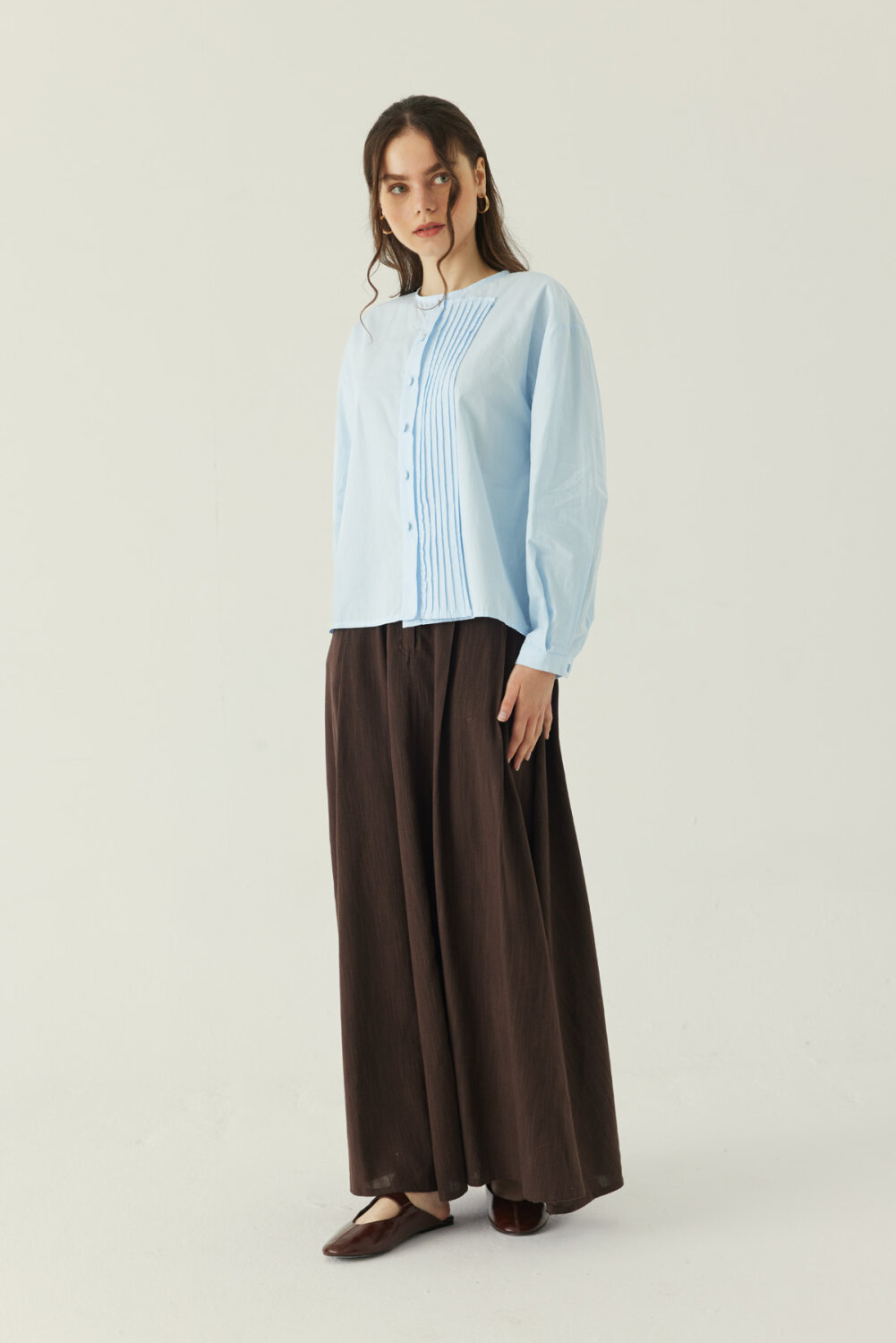 Nervürlü Düşük Kol Gömlek Bebe Mavisi - 5