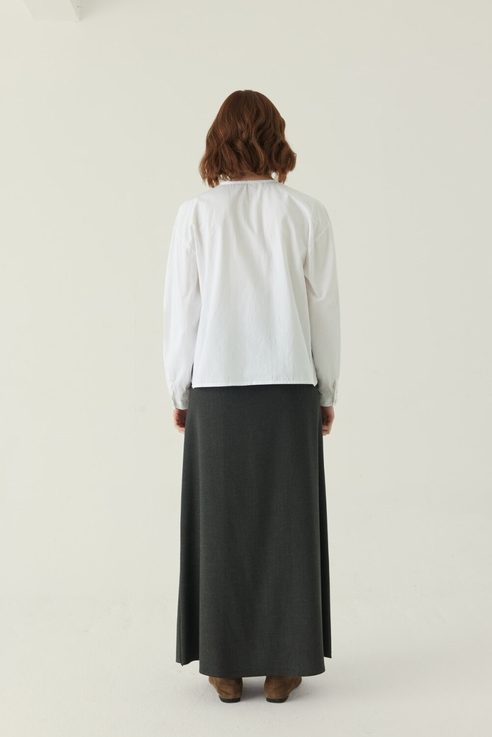 Nervürlü Düşük Kol Gömlek Beyaz - 2