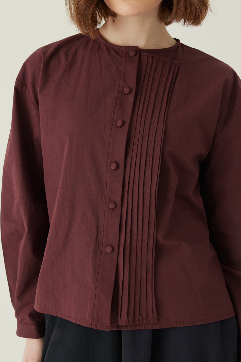 Nervürlü Düşük Kol Gömlek Bordo - 2