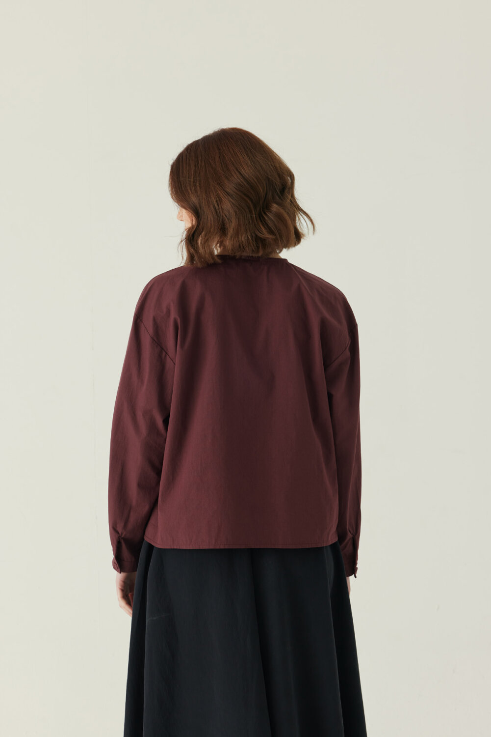 Nervürlü Düşük Kol Gömlek Bordo - 3