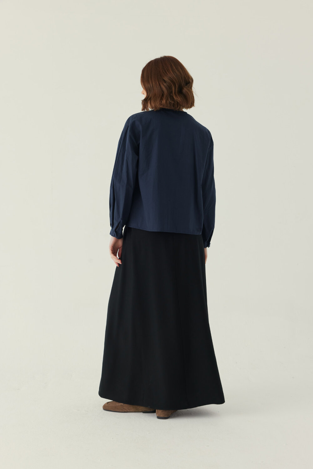 Nervürlü Düşük Kol Gömlek Lacivert - 2