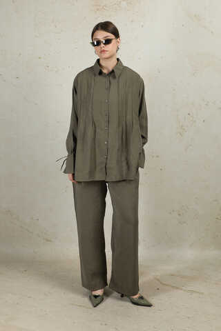 Nervürlü Gömlek Takım Haki - 2