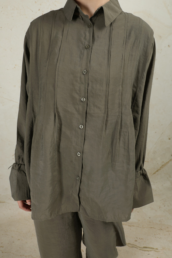 Nervürlü Gömlek Takım Haki - 5