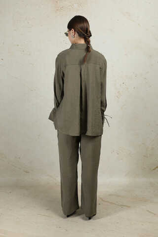 Nervürlü Gömlek Takım Haki - 7