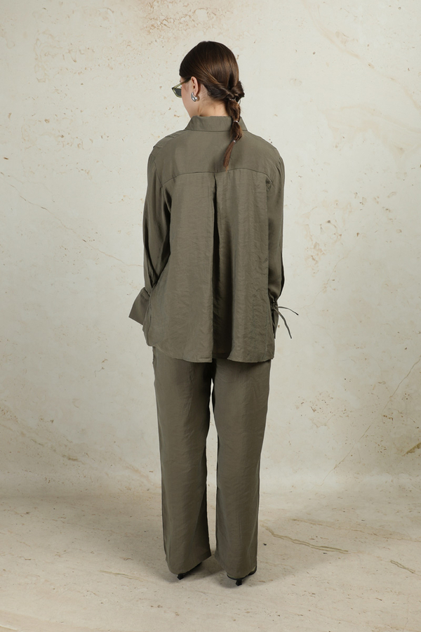 Nervürlü Gömlek Takım Haki - 7