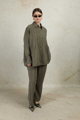 Nervürlü Gömlek Takım Haki - 6